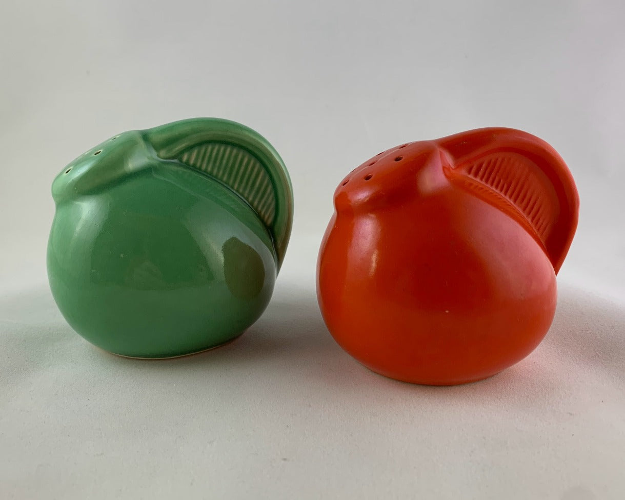 Art Deco Red and Green Salt and Pepper Shakers