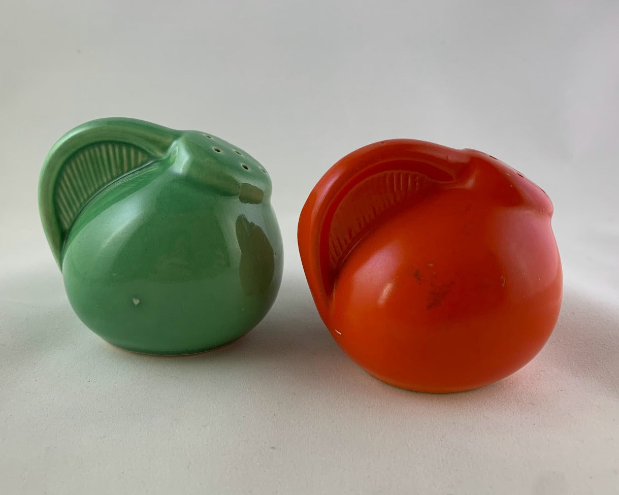 Art Deco Red and Green Salt and Pepper Shakers