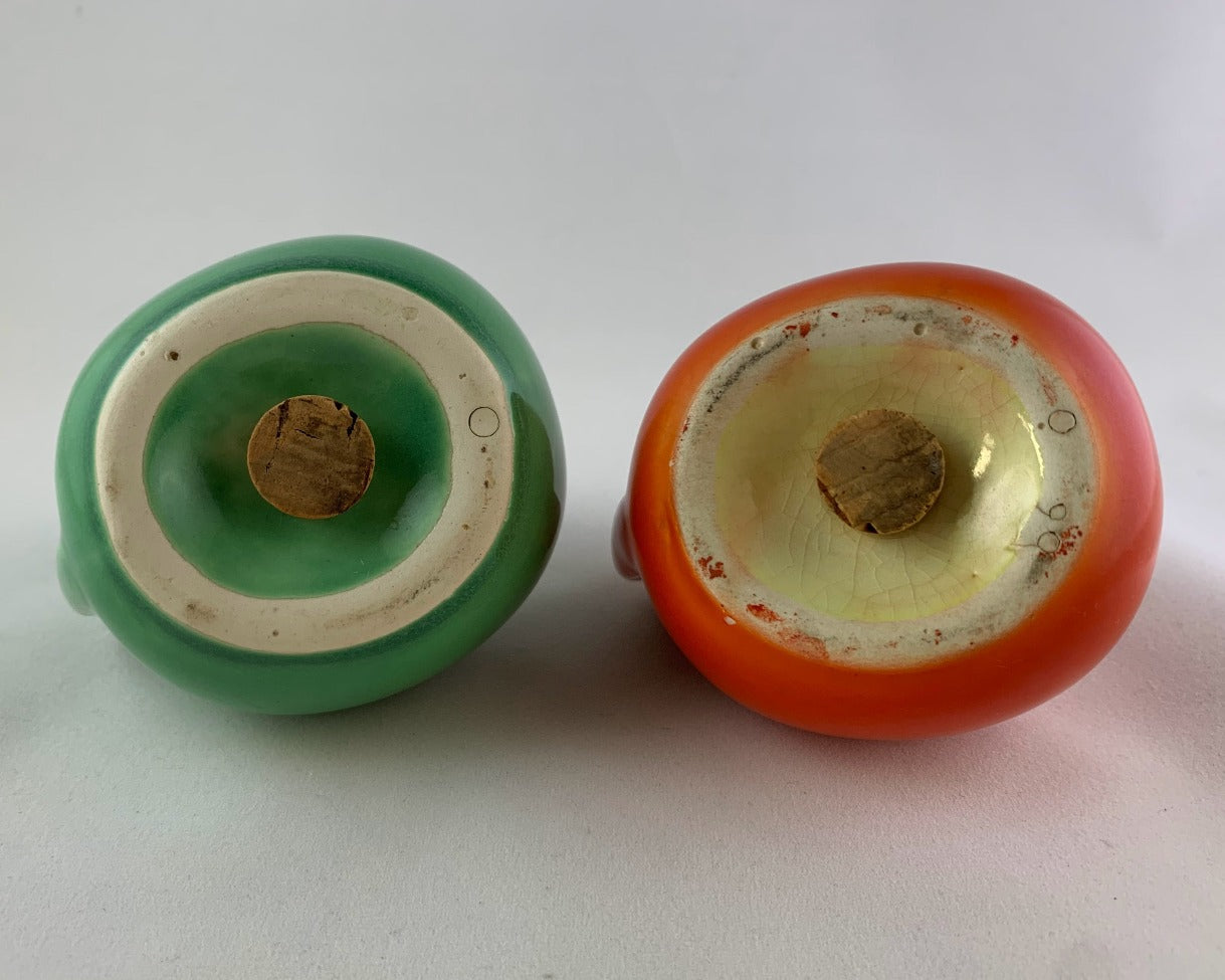 Art Deco Red and Green Salt and Pepper Shakers