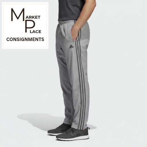 Adidas Men’s Dark Grey 3‑Stripe Track Pants – Size Large