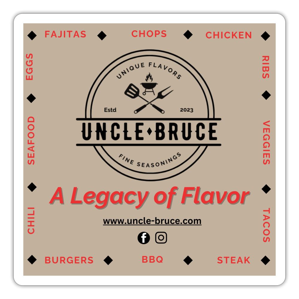 Uncle Bruce Legacy of Flavor Sticker - white matte