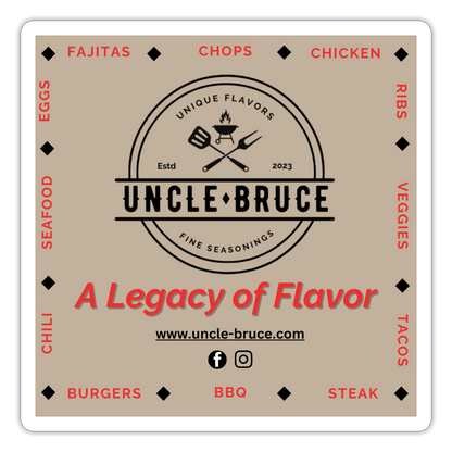 Uncle Bruce Legacy of Flavor Sticker - white matte