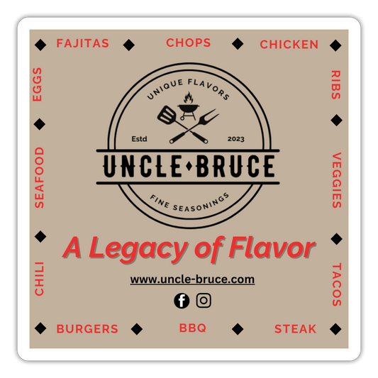 Uncle Bruce Legacy of Flavor Sticker - white matte