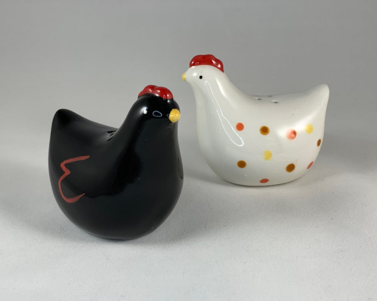 Polka Dot Ceramic Chicken Salt and Pepper Shakers