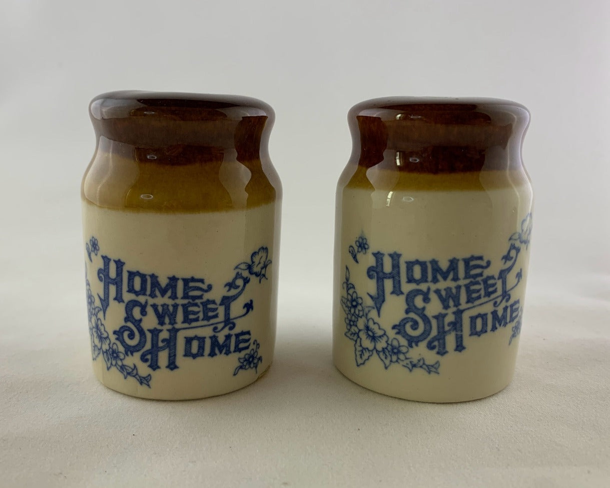 Home Sweet Home Vintage Crock Ceramic Salt and Pepper Shakers