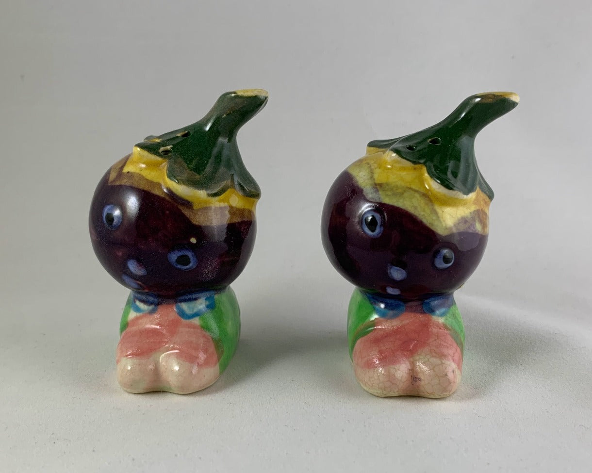 Vintage Anthropomorphic Eggplant Salt and Pepper Shakers