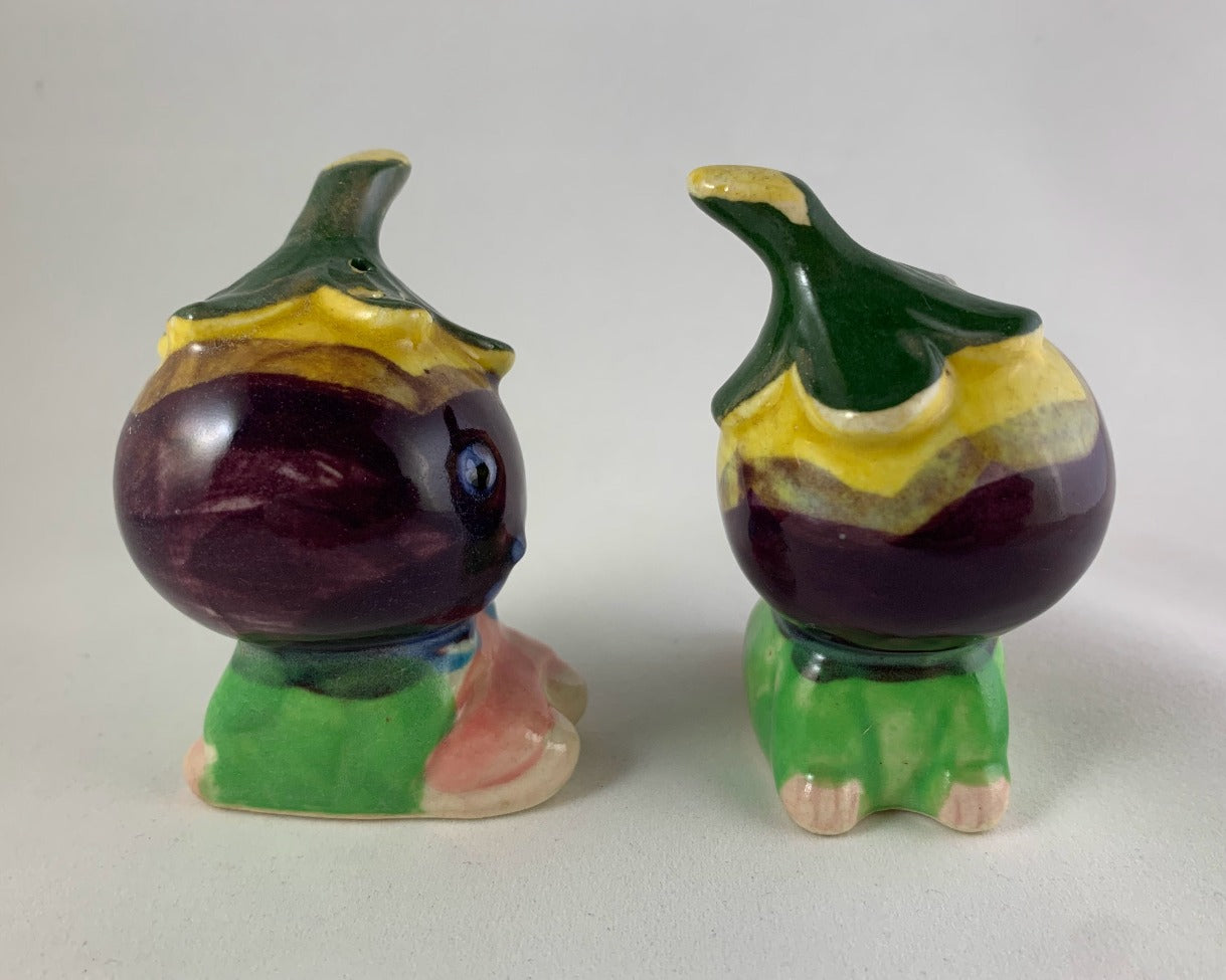 Vintage Anthropomorphic Eggplant Salt and Pepper Shakers