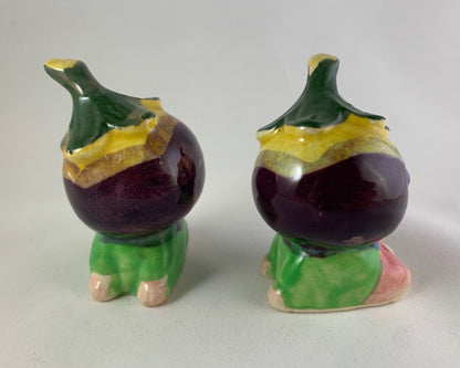 Vintage Anthropomorphic Eggplant Salt and Pepper Shakers