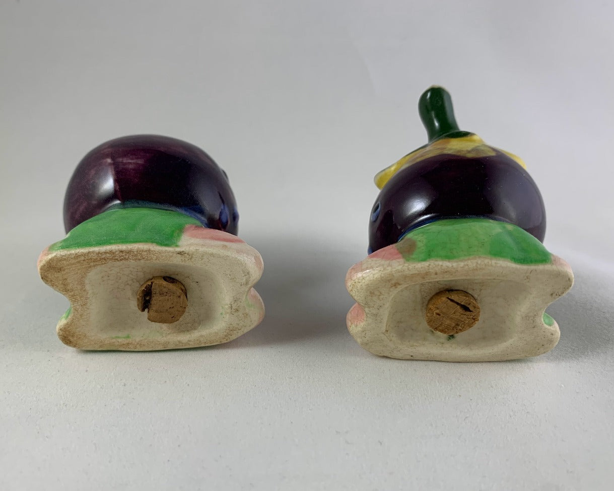 Vintage Anthropomorphic Eggplant Salt and Pepper Shakers