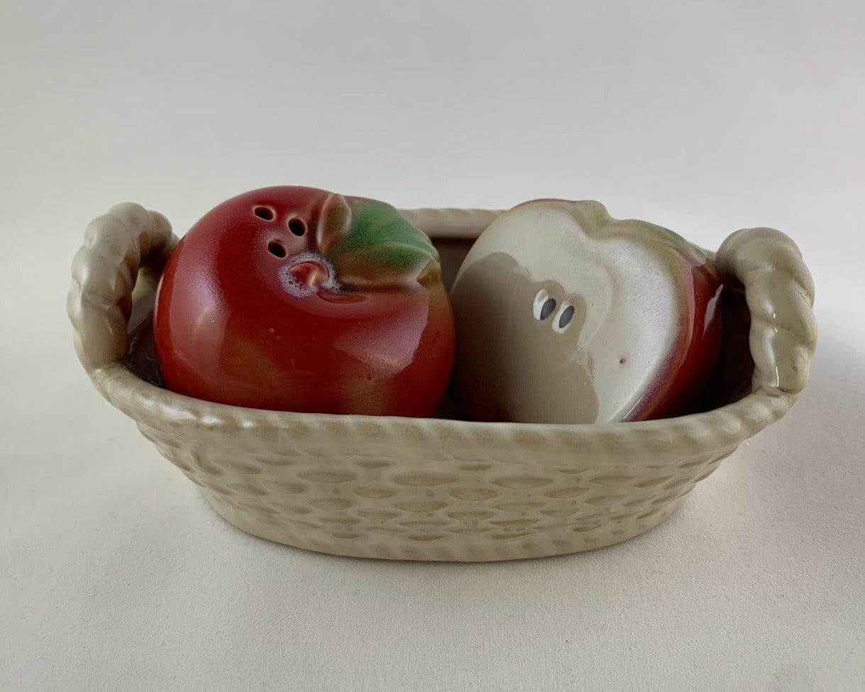 Vintage Apples in a Basket Salt and Pepper Shakers