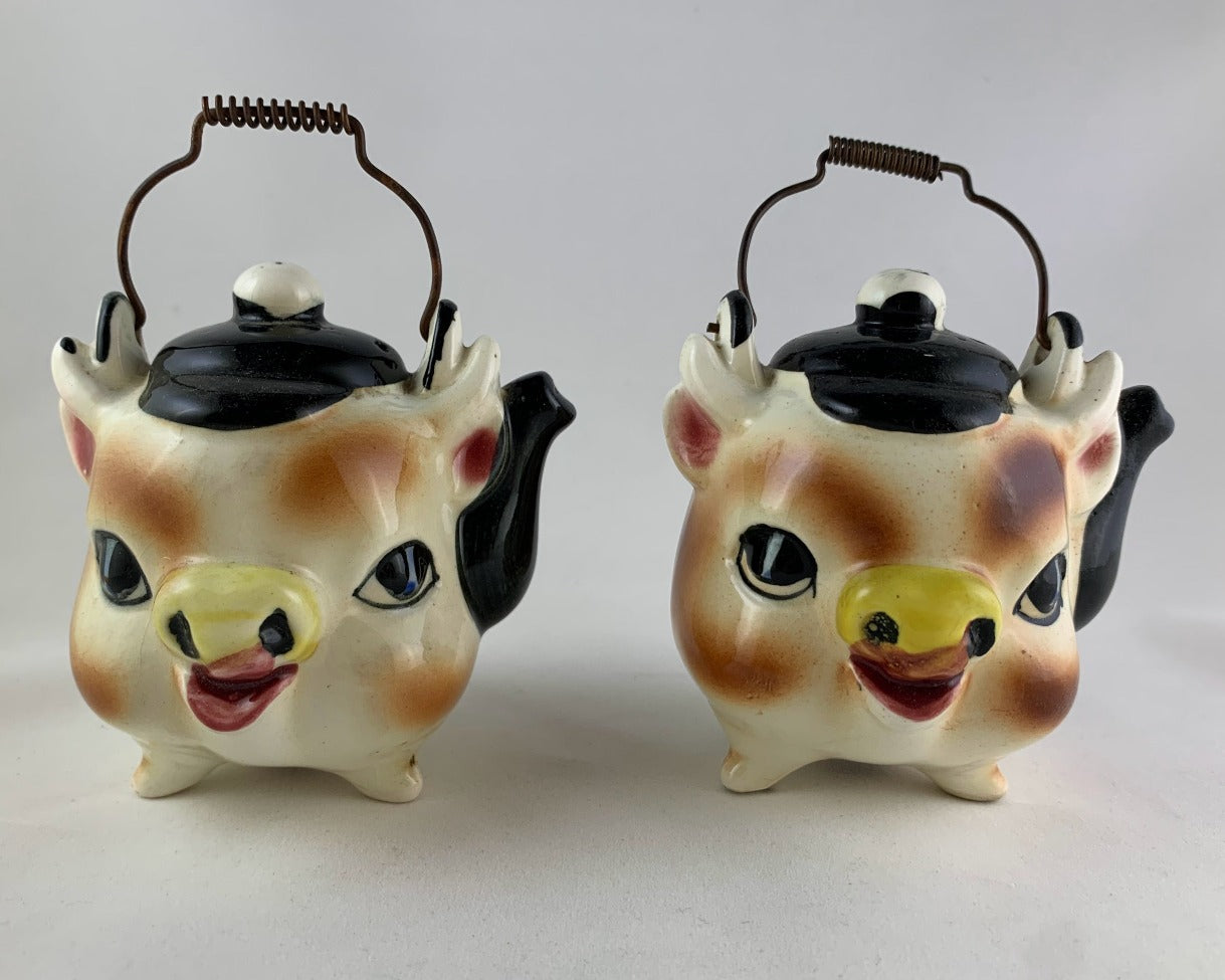 Vintage Japanese Anthropomorphic Pig Teapot Salt and Pepper Shakers