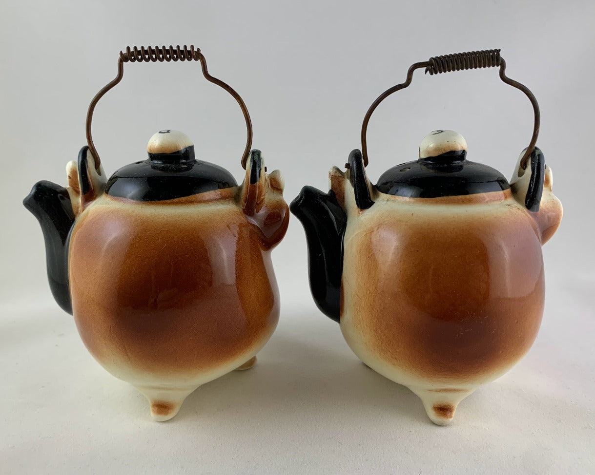 Vintage Japanese Anthropomorphic Pig Teapot Salt and Pepper Shakers