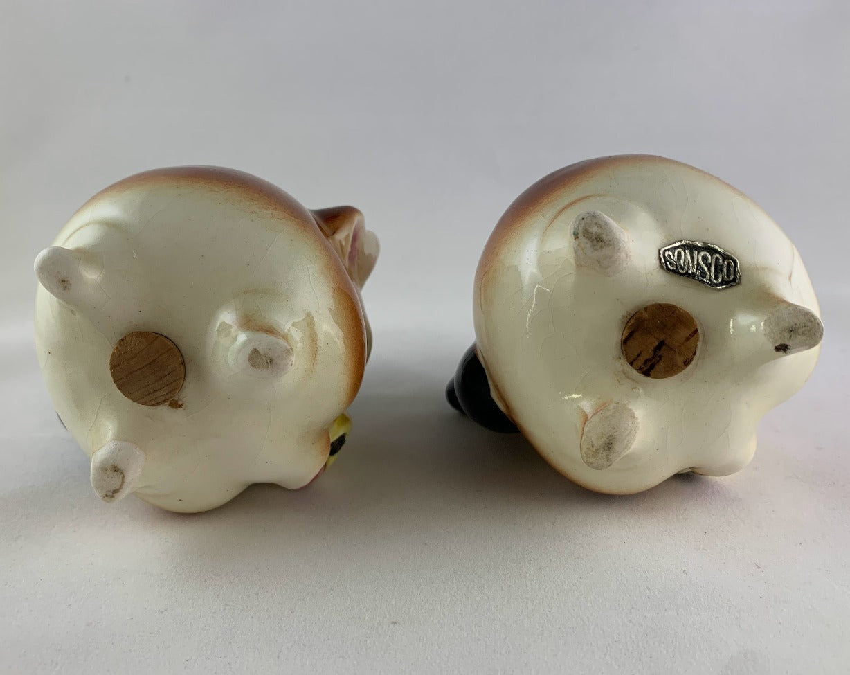 Vintage Japanese Anthropomorphic Pig Teapot Salt and Pepper Shakers