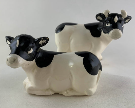 Vintage Black and White Holstein Cow Salt and Pepper Shakers