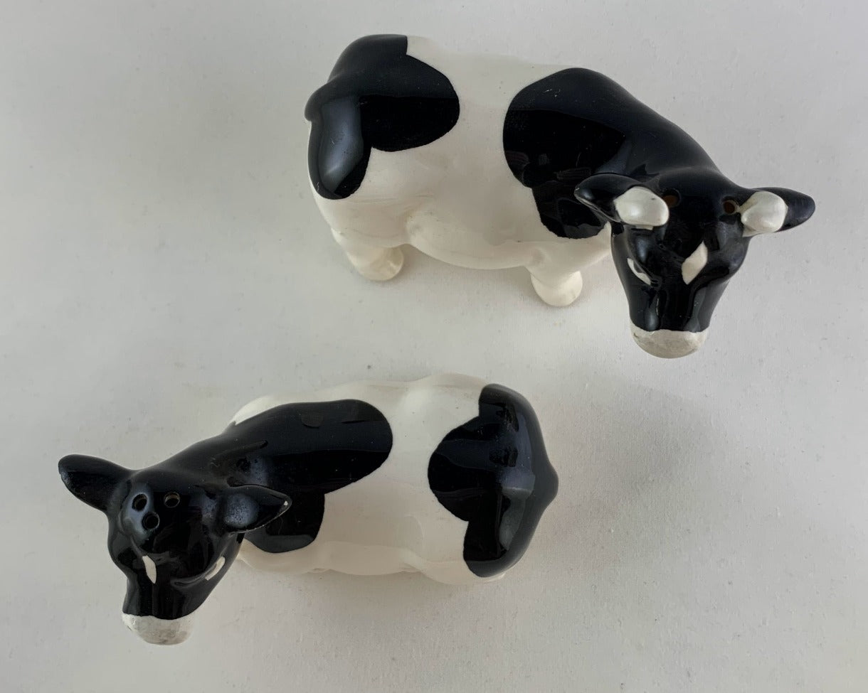 Vintage Black and White Holstein Cow Salt and Pepper Shakers