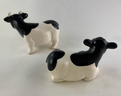 Vintage Black and White Holstein Cow Salt and Pepper Shakers