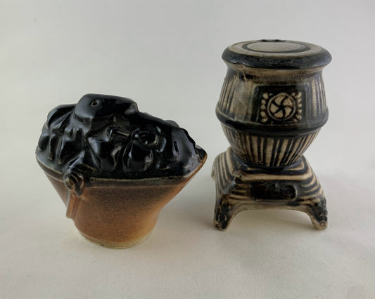 Vintage Potbelly Stove and Coal Bucket Salt and Pepper Shakers