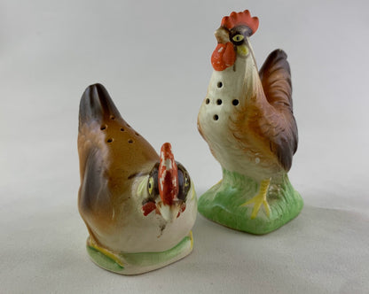 Vintage Rooster and Hen Salt and Pepper Shakers