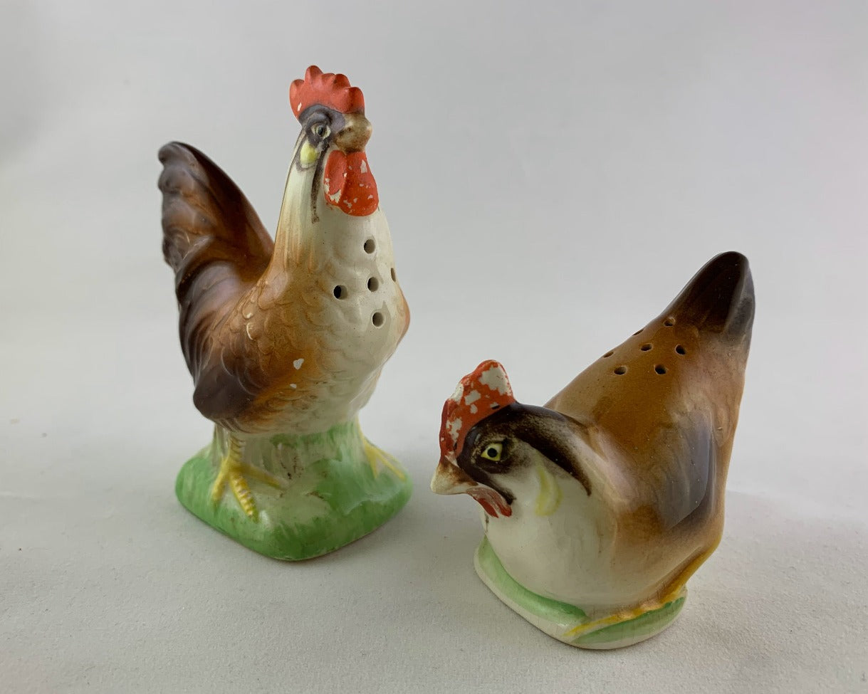 Vintage Rooster and Hen Salt and Pepper Shakers