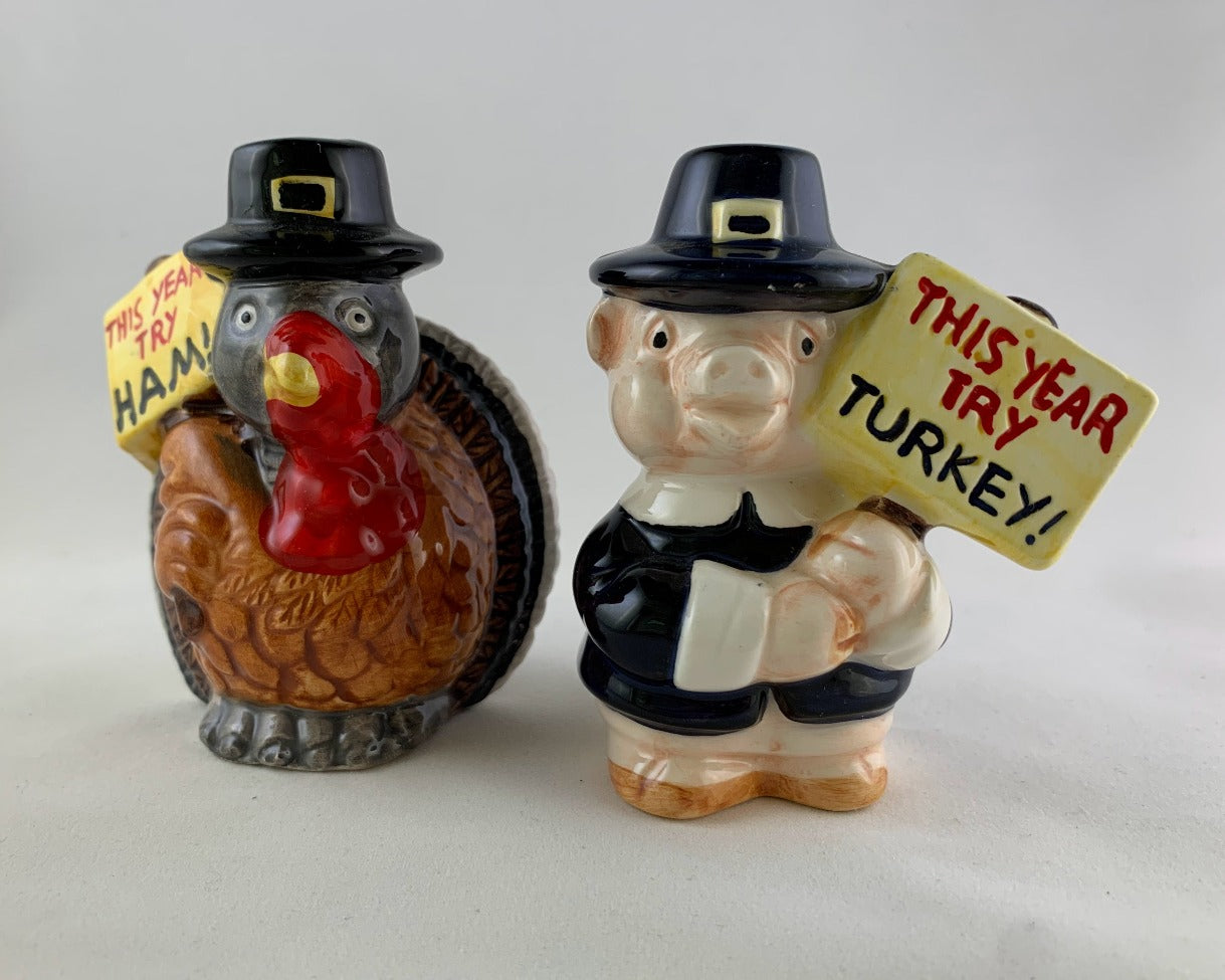 Rival Pig and Turkey Pilgrims Salt and Pepper Shakers