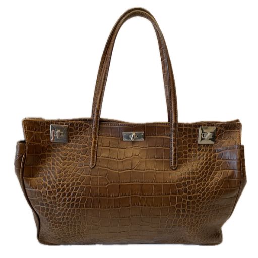 Doncaster Croc‑Embossed Leather Handbag