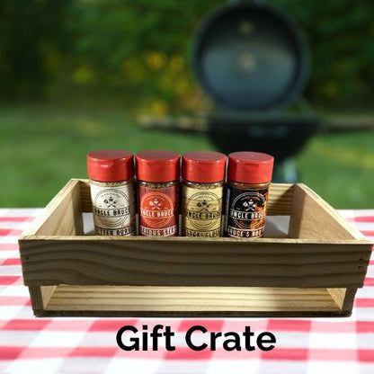 Seasonings in a wooden crate