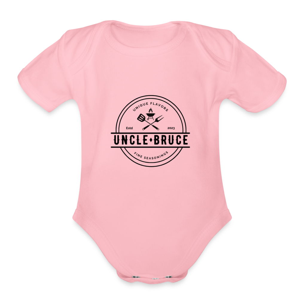 Uncle Bruce Short Sleeve Baby Bodysuit - light pink