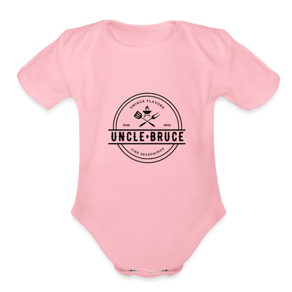 Uncle Bruce Short Sleeve Baby Bodysuit - light pink