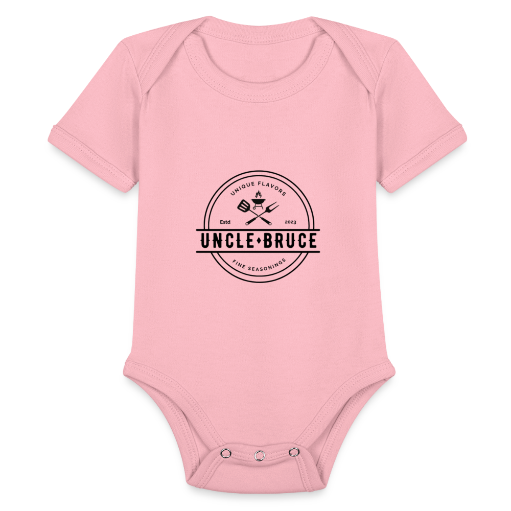 Uncle Bruce Short Sleeve Baby Bodysuit - light pink