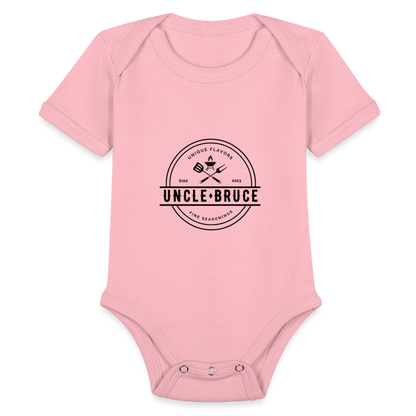 Uncle Bruce Short Sleeve Baby Bodysuit - light pink