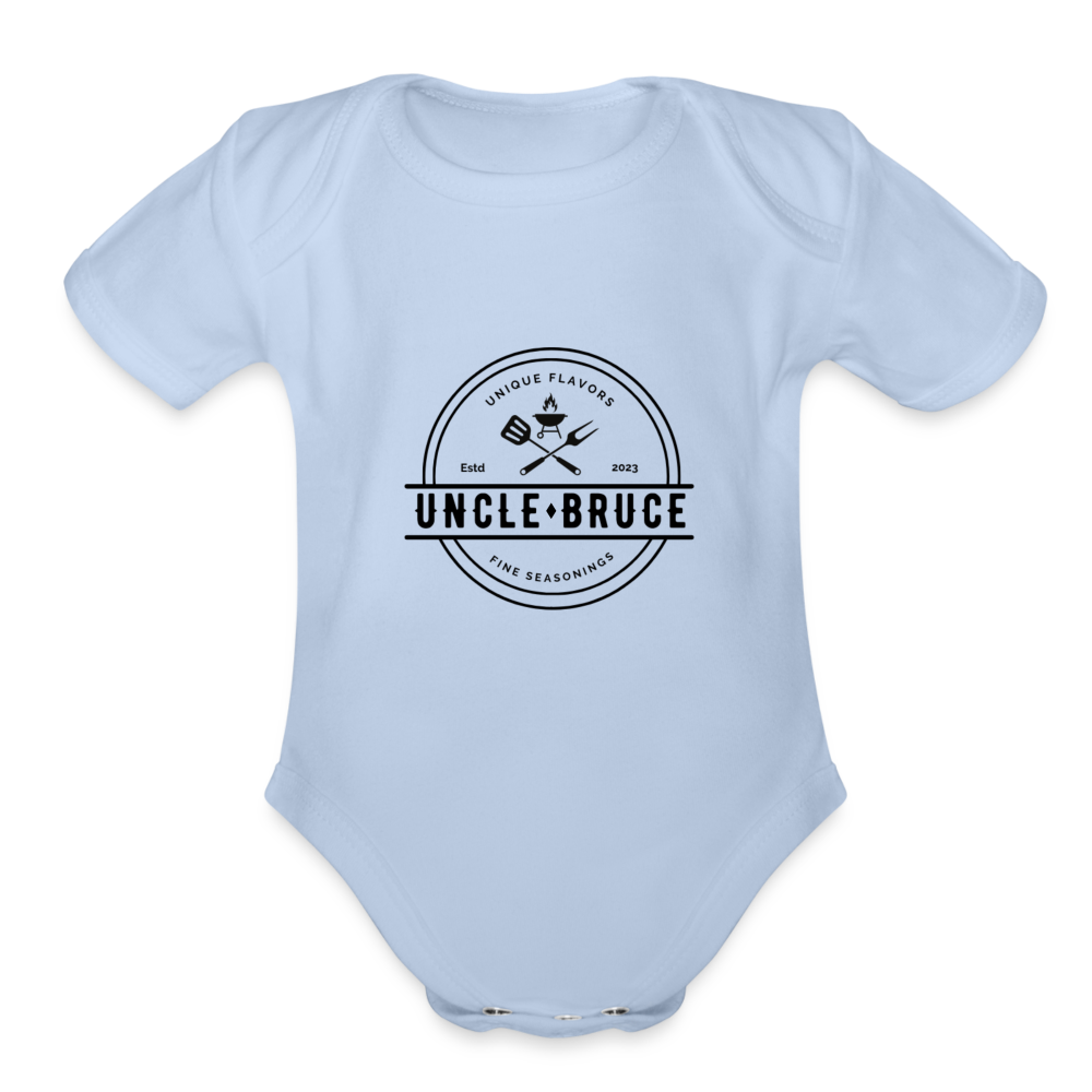 Uncle Bruce Short Sleeve Baby Bodysuit - sky