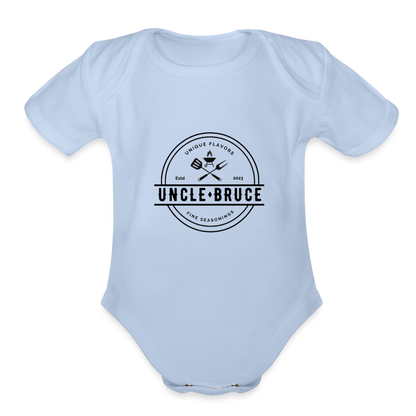 Uncle Bruce Short Sleeve Baby Bodysuit - sky