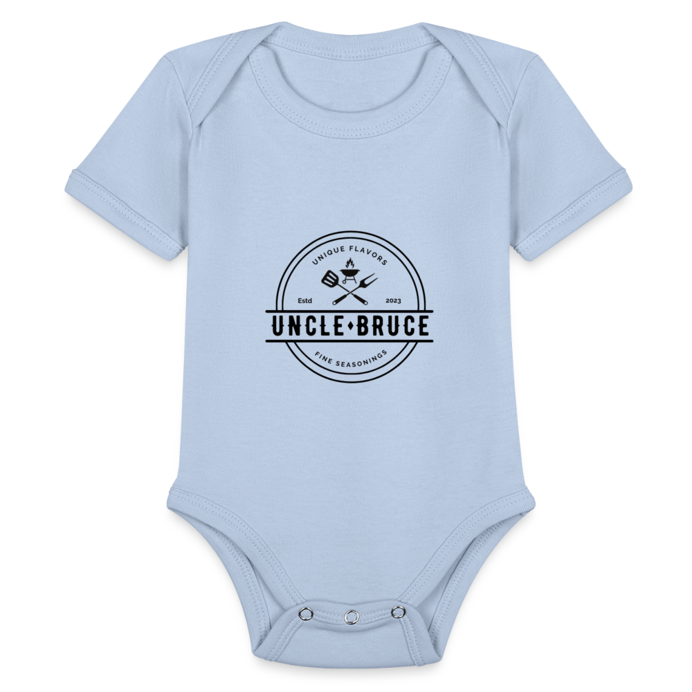 Uncle Bruce Short Sleeve Baby Bodysuit - sky